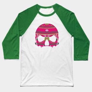 Beautiful Skull T-shirt with marijuana color and one eye Baseball T-Shirt